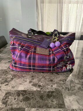 Coach Poppy Tartan Glam Tote